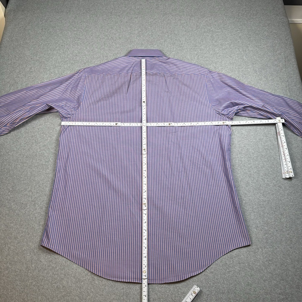 Brooks Brothers Blue Orange Stripe Dress Shirt 16.5 35 (L) USA Cotton - Picture 4 of 6